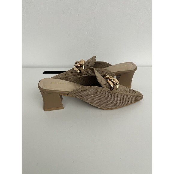 Newbella Women’s Knit Pointed Toe Chunky Heel Mules Comfortable Size 8 apricot - Picture 5 of 13